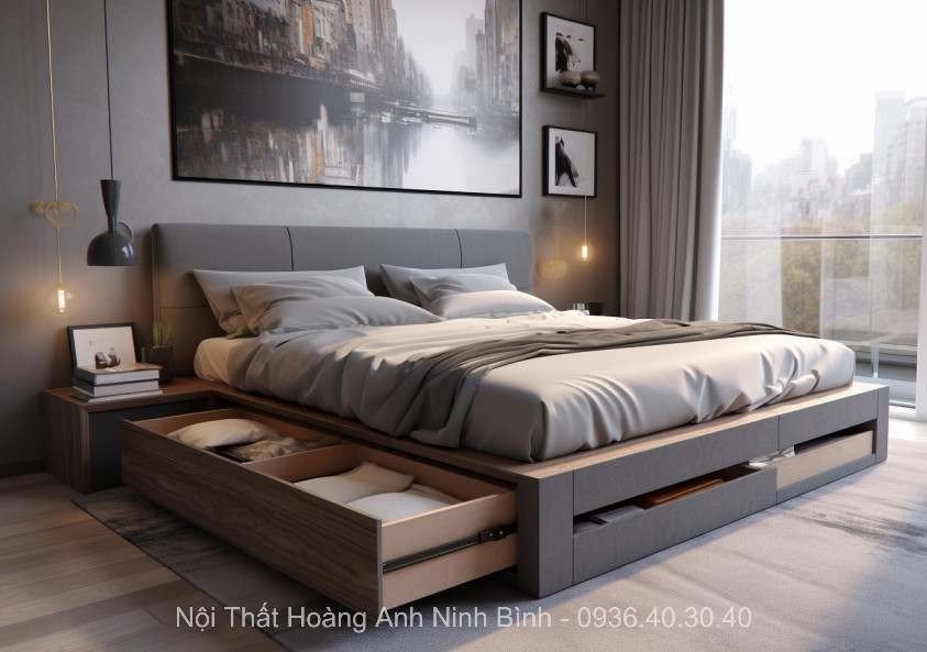 Mẫu giường ngủ đẹp - Nội thất Hoàng Anh Ninh Bình thiết kế